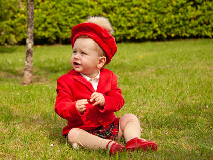 Boys Red Velvet Blazer AW (Made to order)