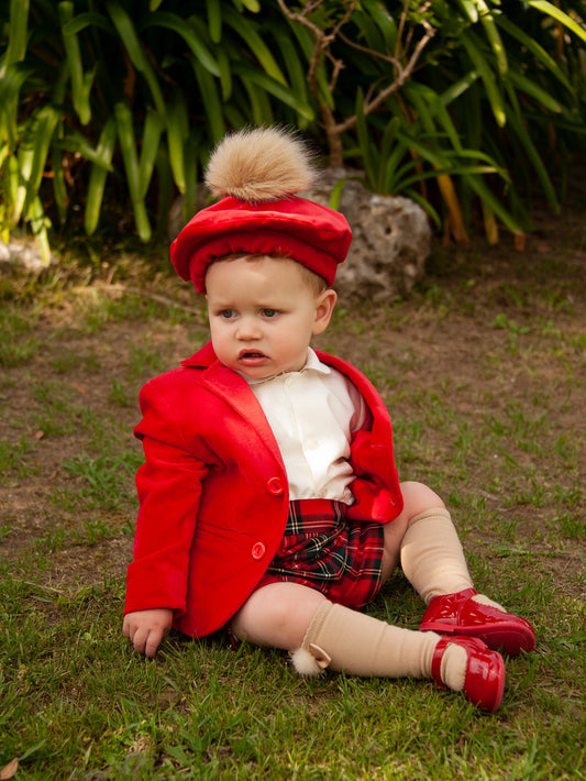 Boys Red Velvet Blazer AW (Made to order)