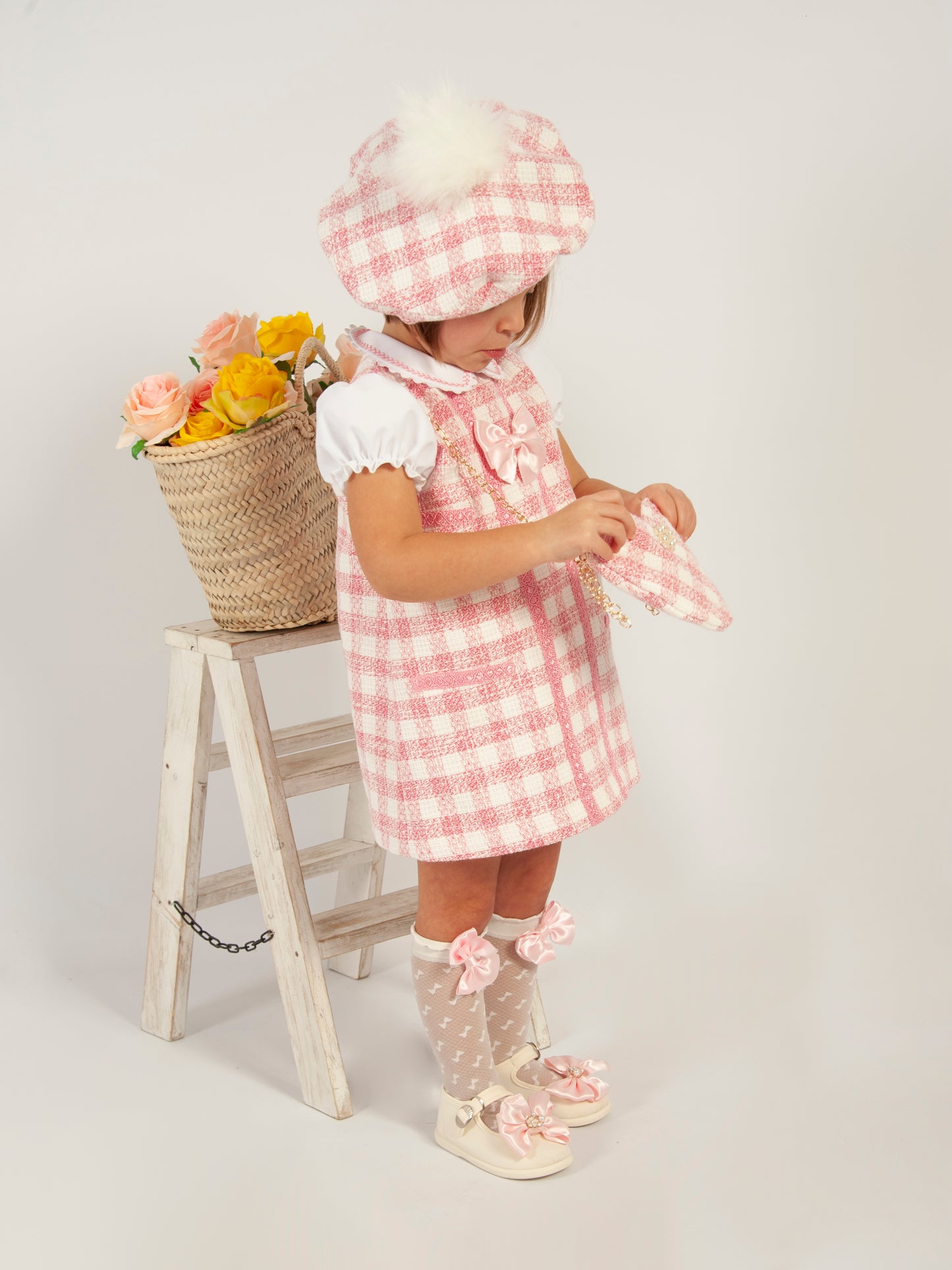 Sonata Pink Gingham Heart Handbag - (Made to order)