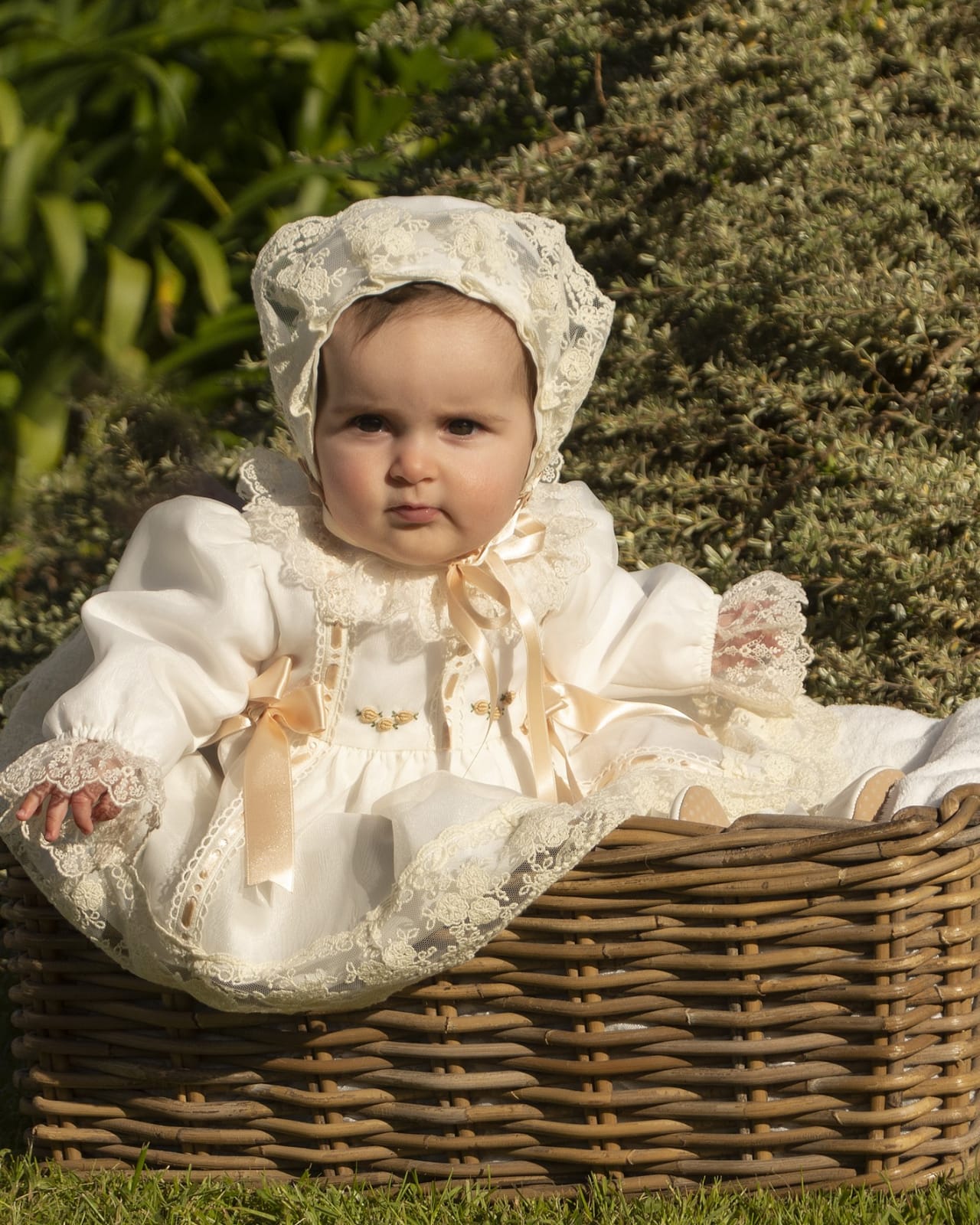 Cream Embroidered Puffball Dress, Knickers & Bonnet AW (Made to order)