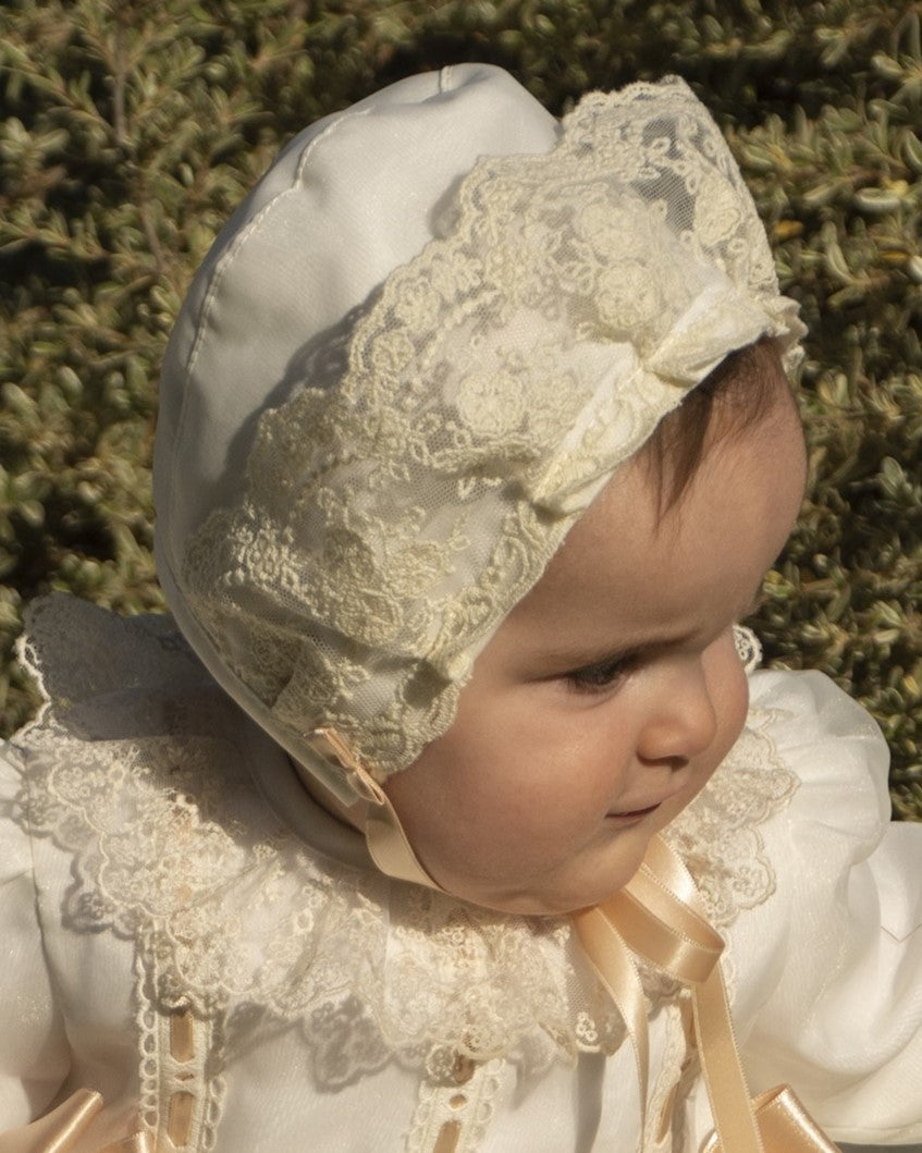 Cream Embroidered Puffball Dress, Knickers & Bonnet AW (Made to order)