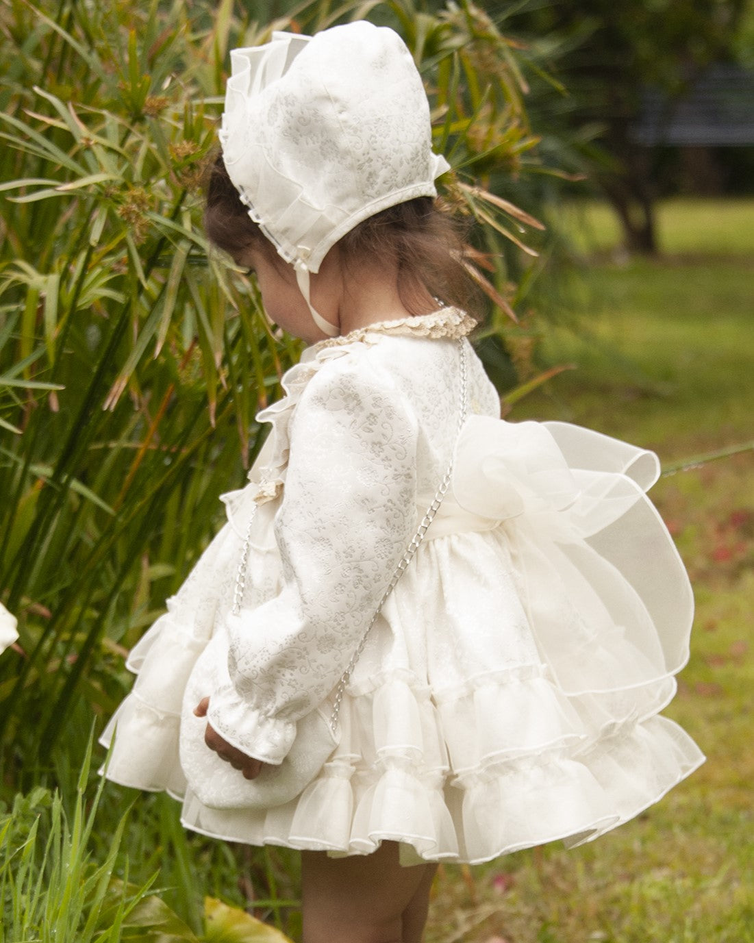 Sonata Cream Embroidered Fabric Bonnet AW (Made to order)