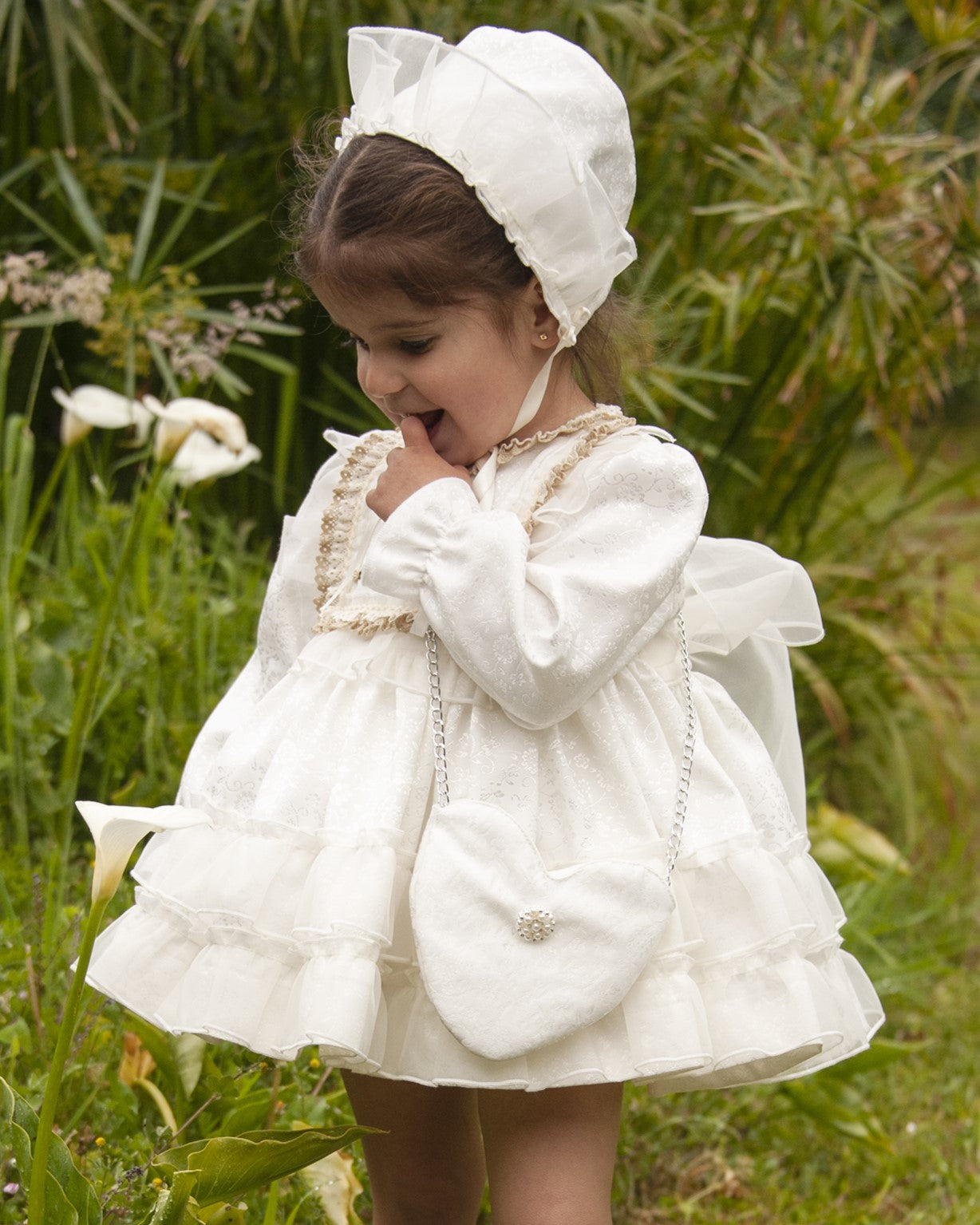 Sonata Cream Embroidered Fabric Bonnet AW (Made to order)