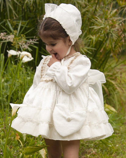 Sonata Cream Embroidered Fabric Bonnet AW (Made to order)