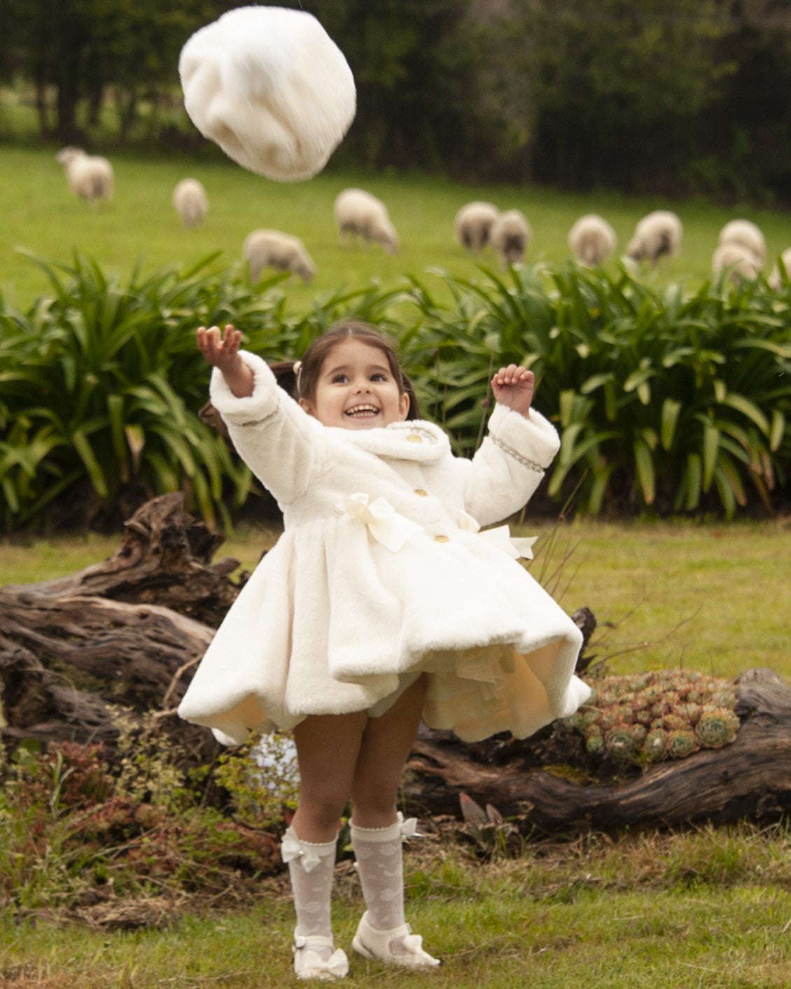 Cream Handmade Soft Fur Sonata Coat AW (Made to order)