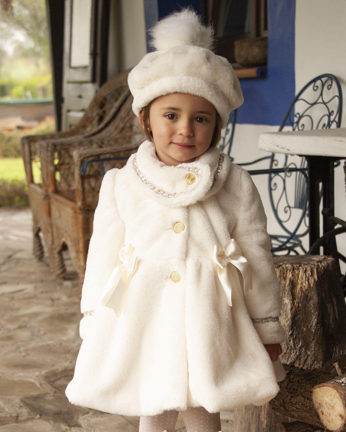 Cream Handmade Fur Pom Beret Hat AW (Made to order)
