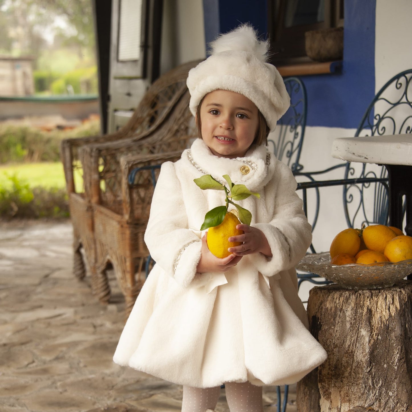 Cream Handmade Fur Pom Beret Hat AW (Made to order)