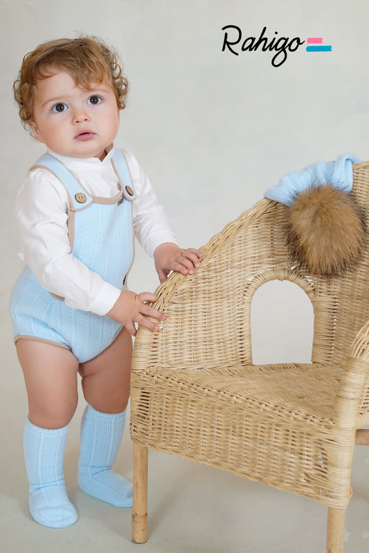 Baby Boys Rahigo Baby Blue & Camel 2 Piece Romper & Shirt Set AW25 - in stock