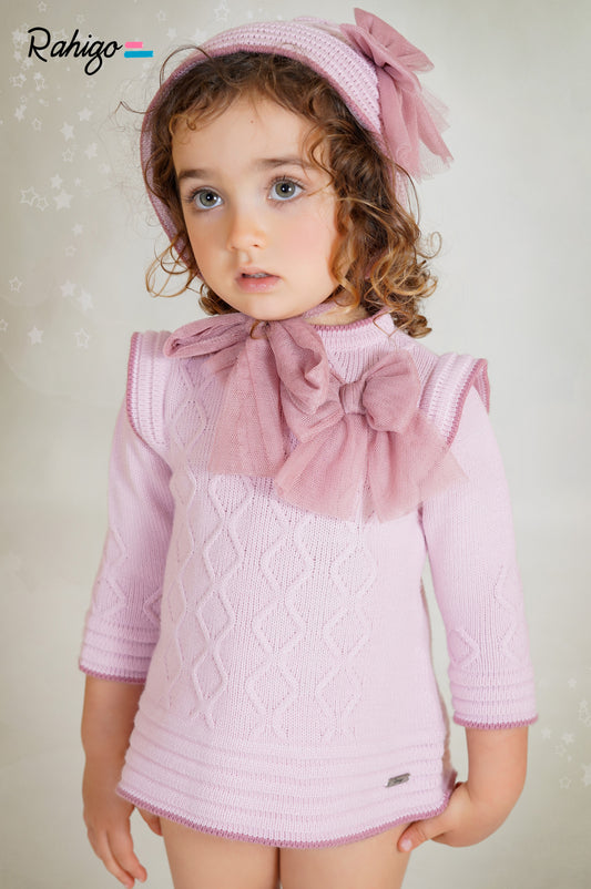 Baby Girls Rahigo Dusky Pink Aline Dress with Knickers AW25 - in stock