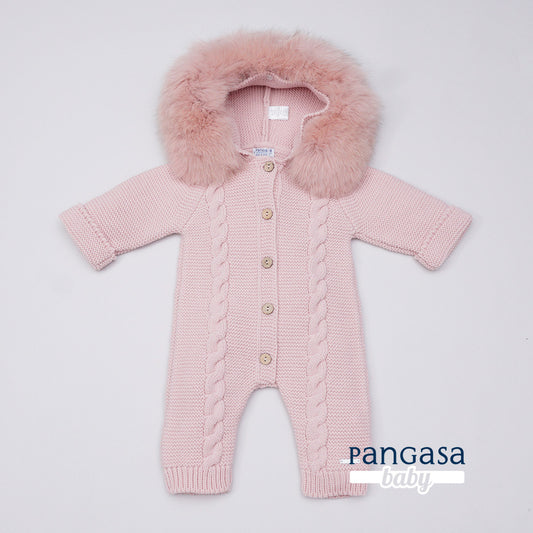 Pangasa Baby Faux Fur Cable Knitted Pramsuit - 10 Colours - Preorder