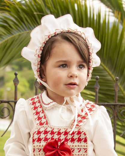 Sonata Red Dog Tooth Heart Romper Set AW (Made To Order)