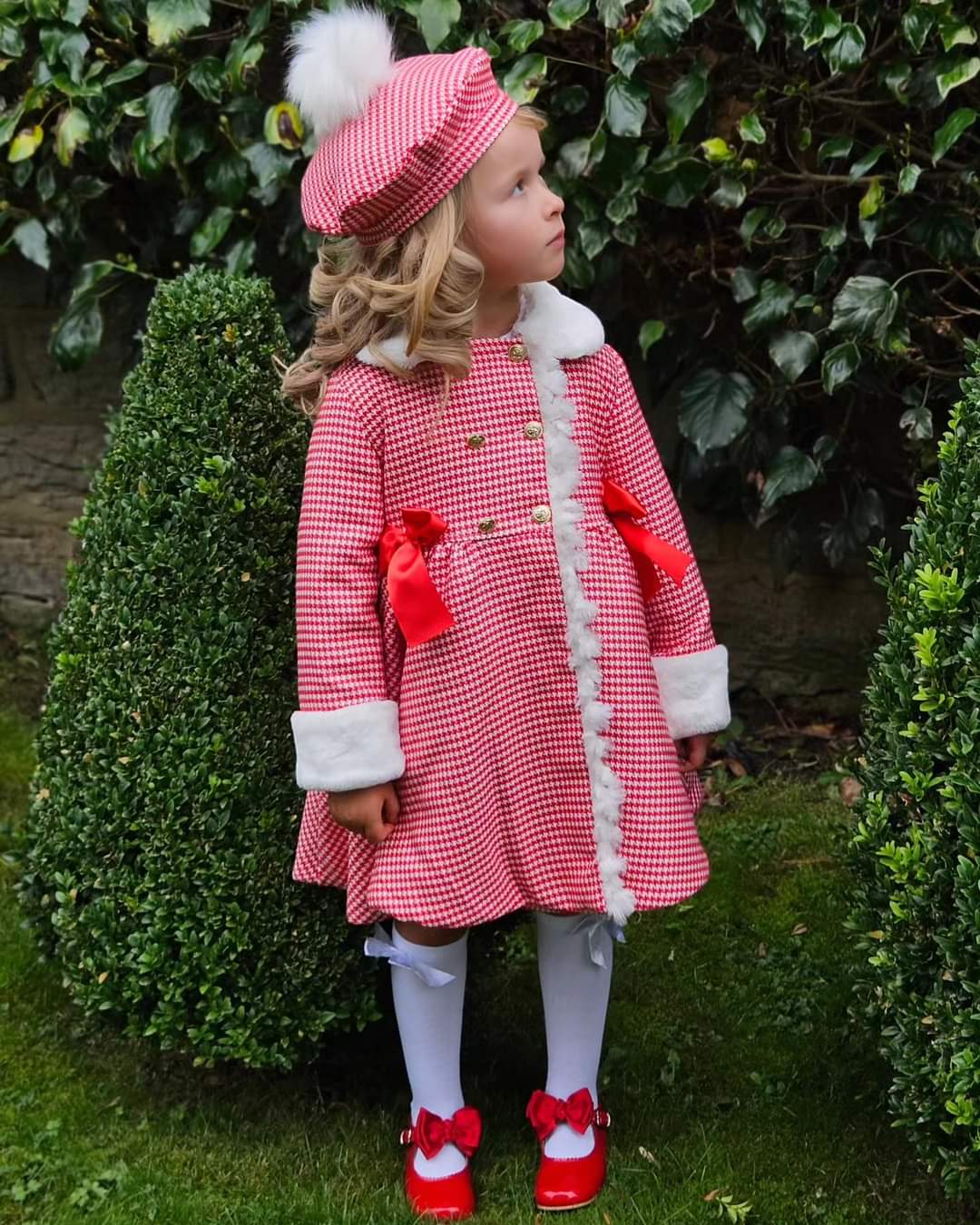 Sonata Red Houndstooth Coat AW (Made To Order)