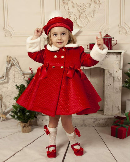 Red Handmade Quilted Sonata Coat AW (Made To Order)