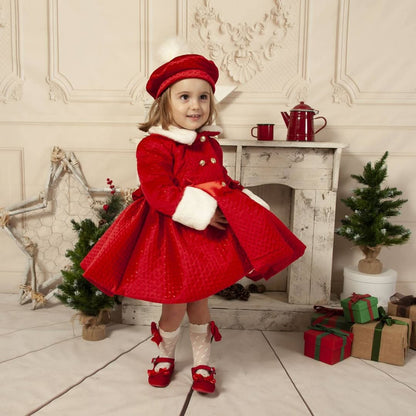 Red Handmade Quilted Sonata Coat AW (Made To Order)