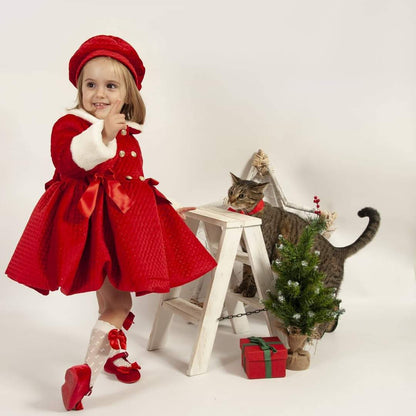 Red Handmade Quilted Sonata Coat AW (Made To Order)