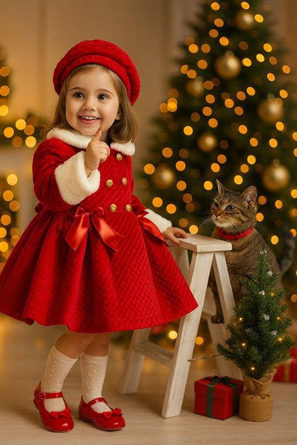 Red Handmade Quilted Sonata Coat AW (Made To Order)