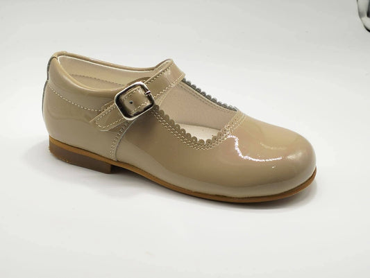 Amor Bambino Camel Mary Jane Girls Leather Patent Shoes (In Stock)