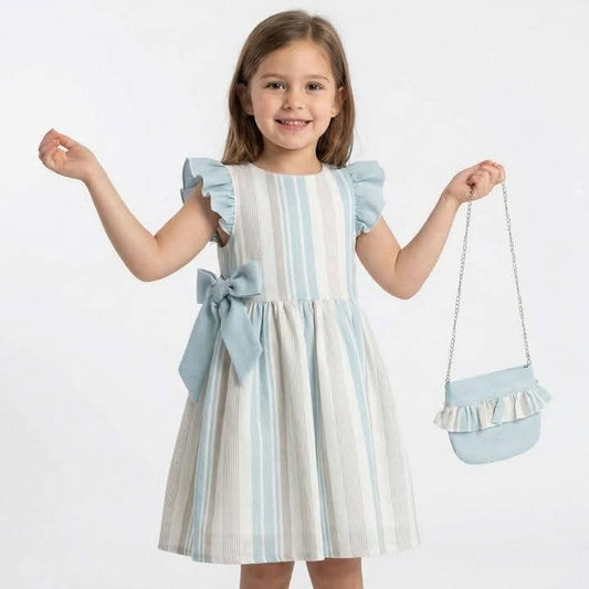 Girls Striped Dress & Bag Set