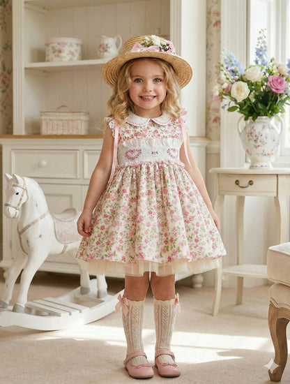 Sonata Handsmocked Heart Floral Dress SS26 (Made to order)