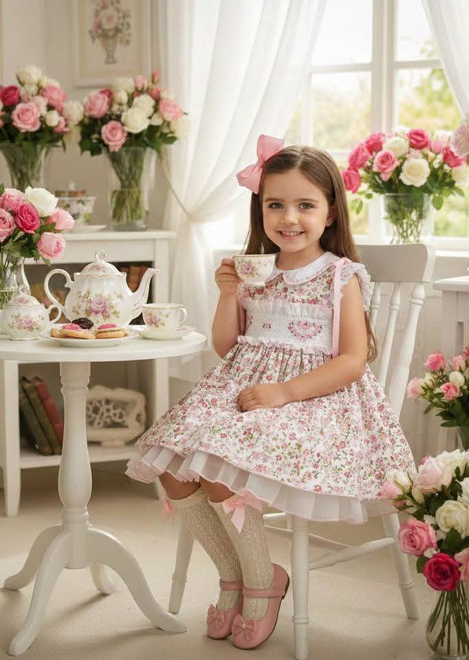Sonata Handsmocked Heart Floral Dress SS26 (Made to order)