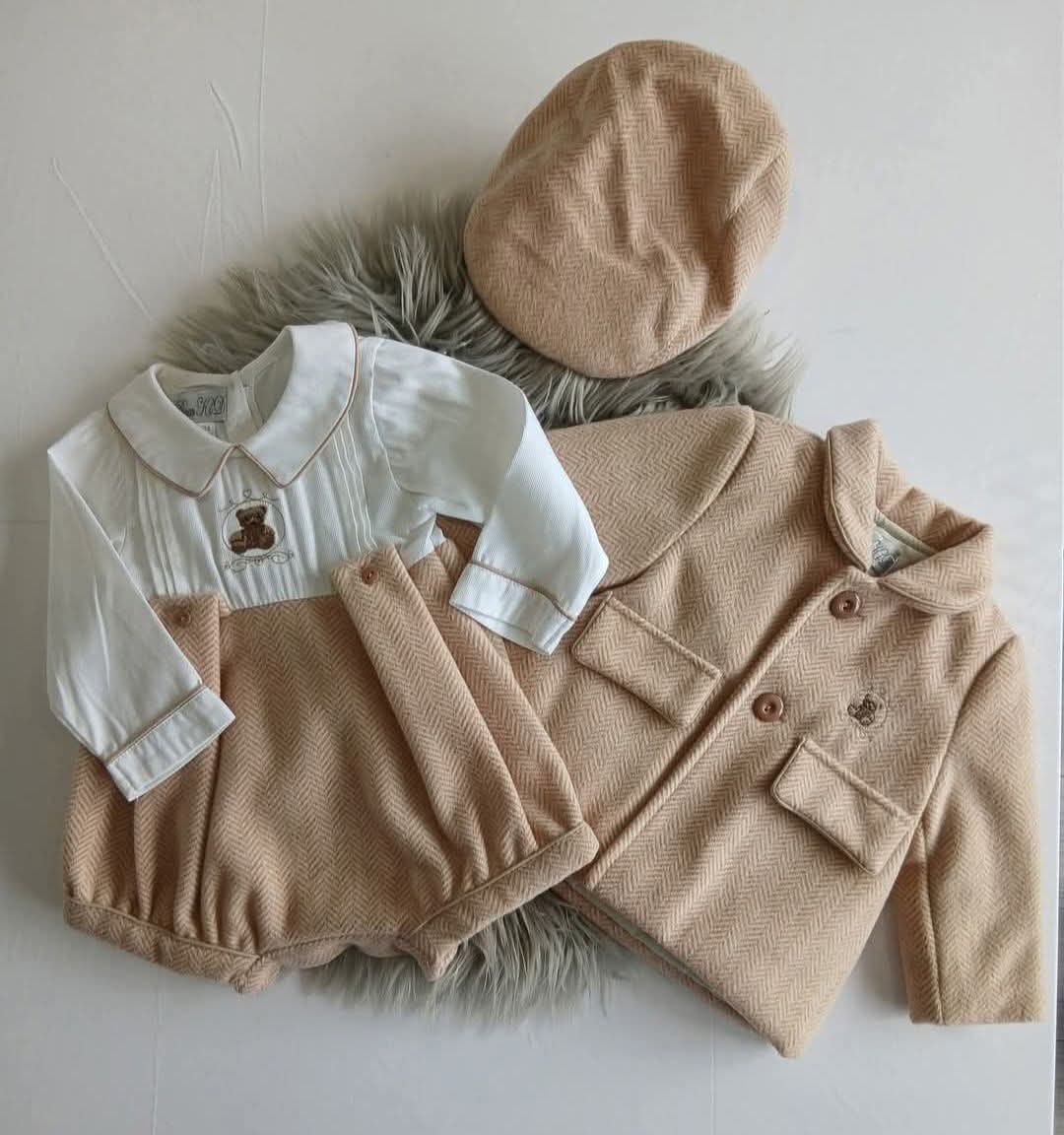 Boys Wheat Romper, Jacket & Hat Set - 9-12months