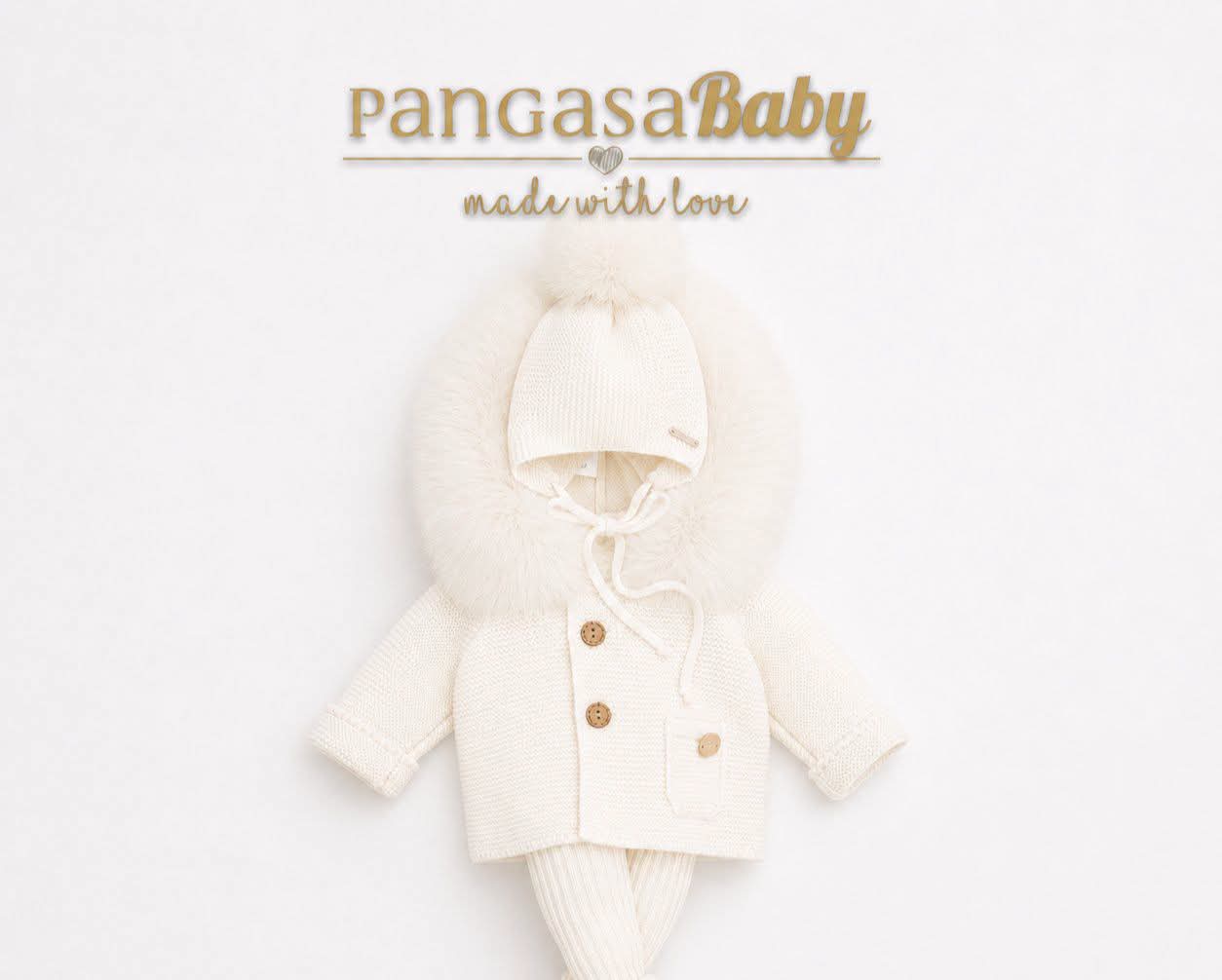 Pangasa Baby Luxury Fur Jacket, Hat & Tights Set Ivory - In Stock