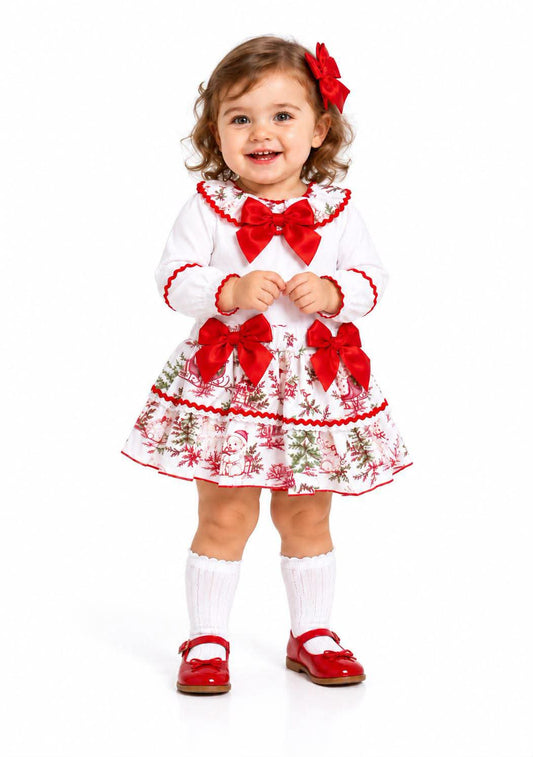 Girls Christmas Print Skirt & Blouse Set