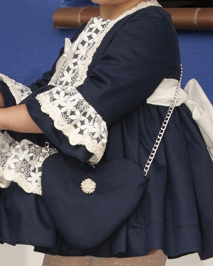 Navy Persian Handmade Heart Sonata Bag AW (Made to order)