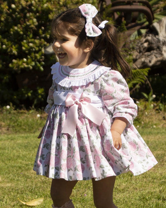 'Roses' Smocked Collar Dress AW (Made to order)