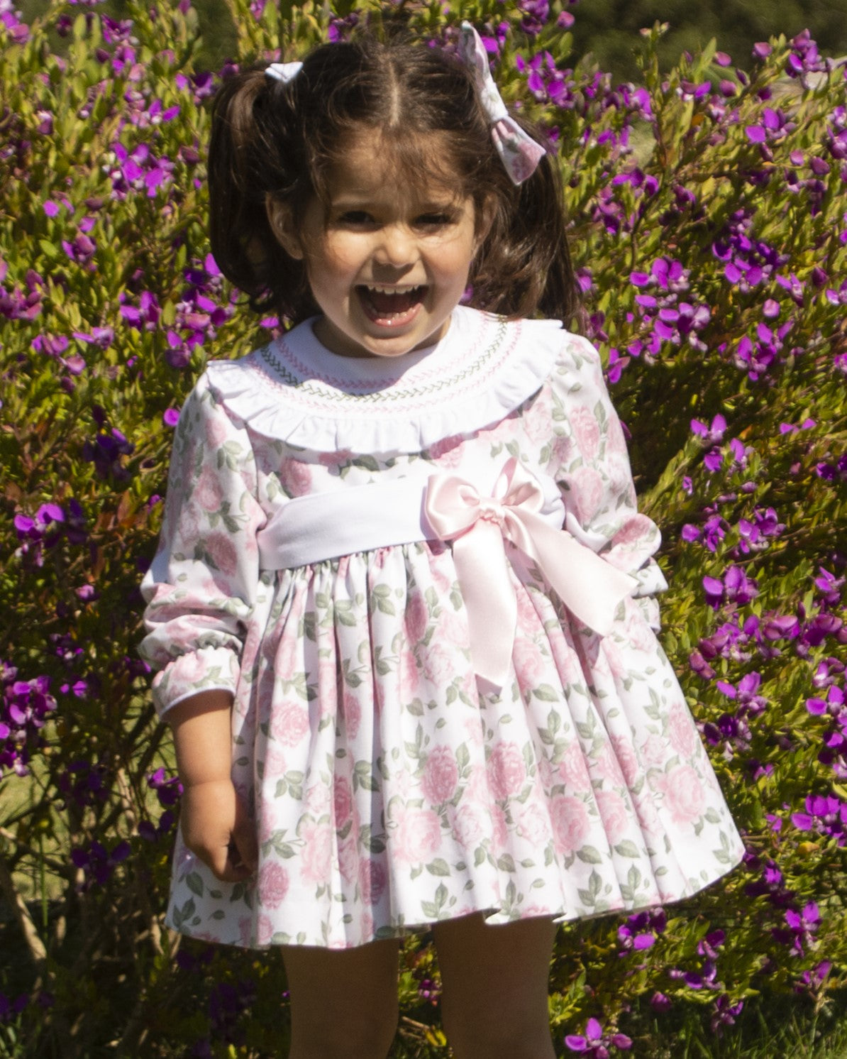 'Roses' Smocked Collar Dress AW (Made to order)