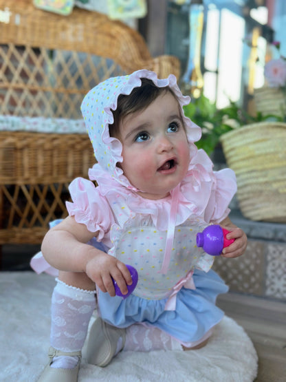 Girls Multicoloured Plumetti Romper & Blouse - (Made To Order)