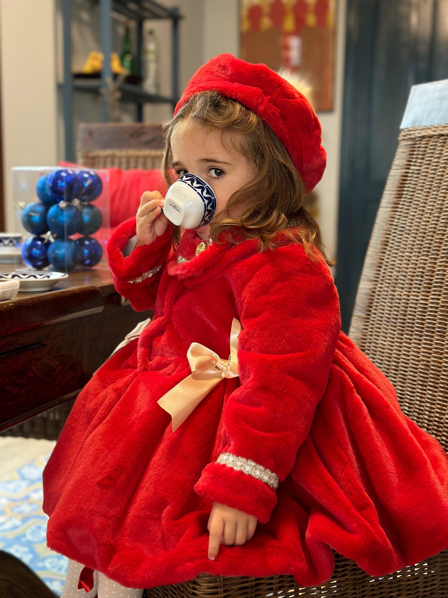 Red Handmade Soft Fur Sonata Coat AW (Made to order)