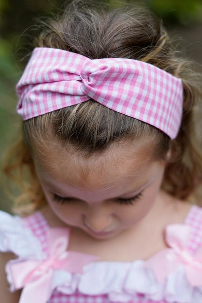 Ela Confeccion SS25 Girls Pink & White Gingham Print Dress, Knickers & Hairpiece - (Made to order)
