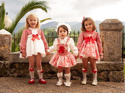 Sonata Dog Tooth Cream Heart Puffball Dress - (Made To Order)