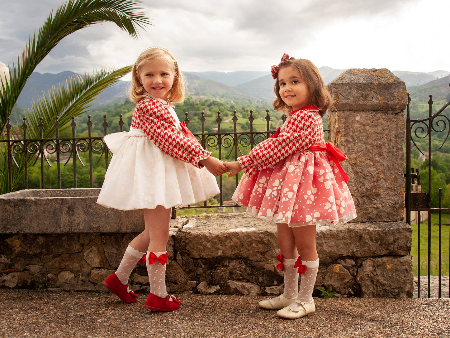 Sonata Dog Tooth Cream Heart Puffball Dress - (Made To Order)