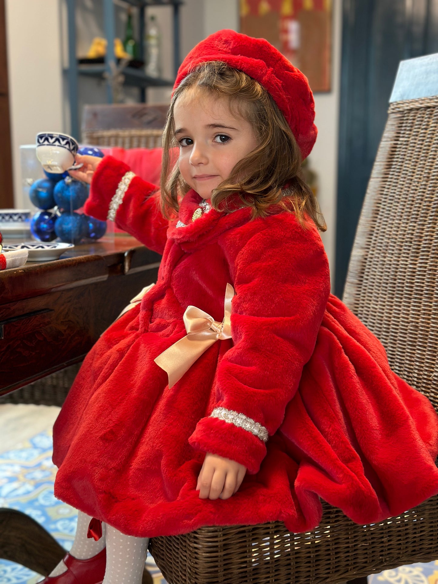 Red Handmade Soft Fur Sonata Coat AW (Made to order)