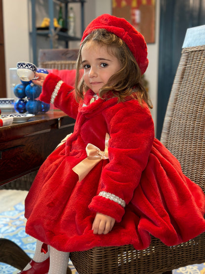 Red Handmade Soft Fur Sonata Coat AW (Made to order)