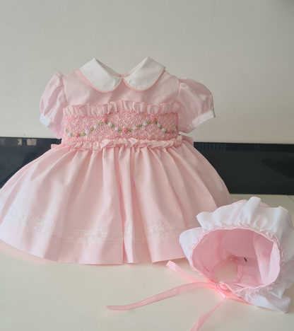 Sonata Babygirls Pink Smocked Dress - (Made to order)