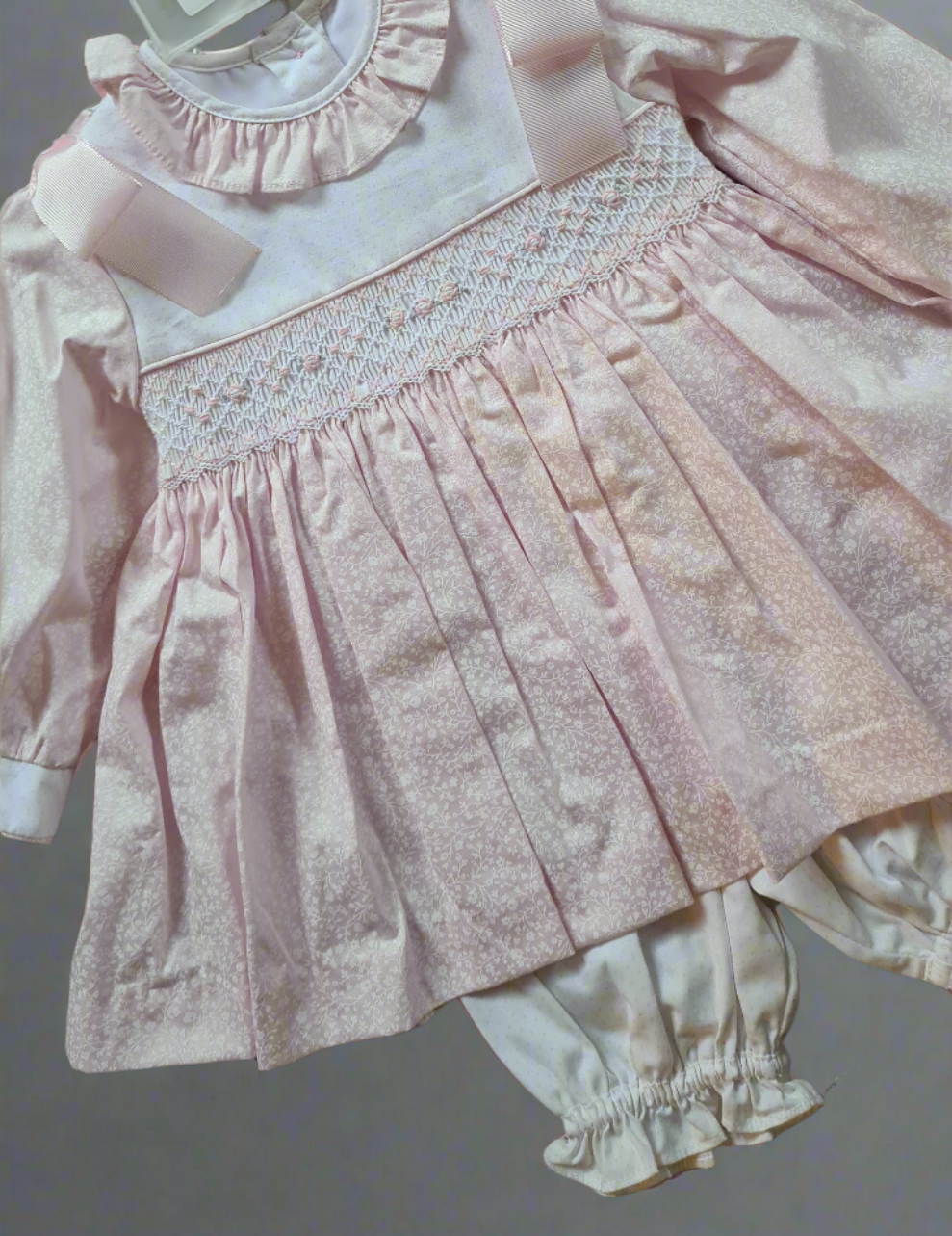 Girls Ditsy Smocked Dress Set