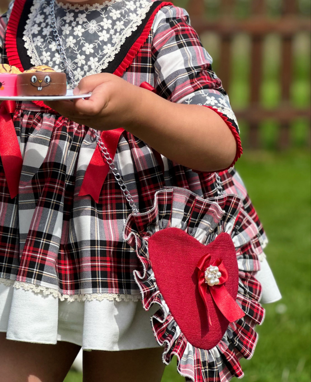 Red Checked Heart Bag AW (Made to order)