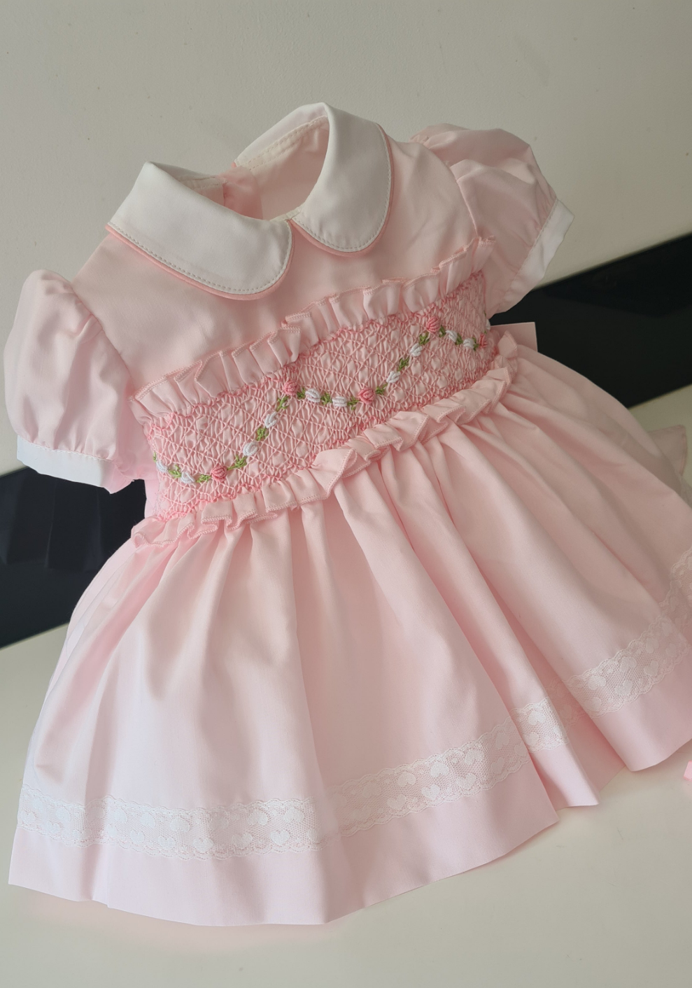 Sonata Babygirls Pink Smocked Dress - (Made to order)