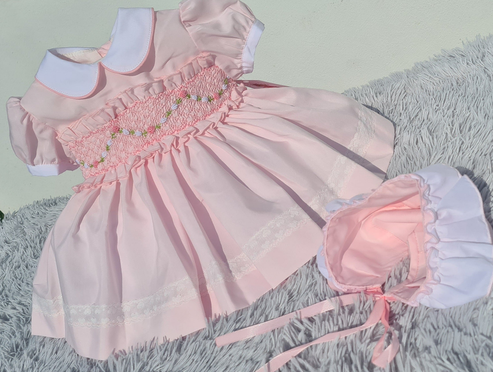 Sonata Babygirls Pink Smocked Dress - (Made to order)