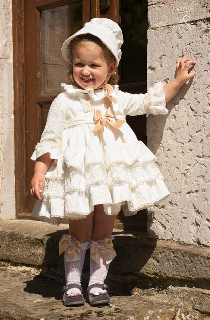 Sonata Cream Ruffle Dress AW (Made to order)