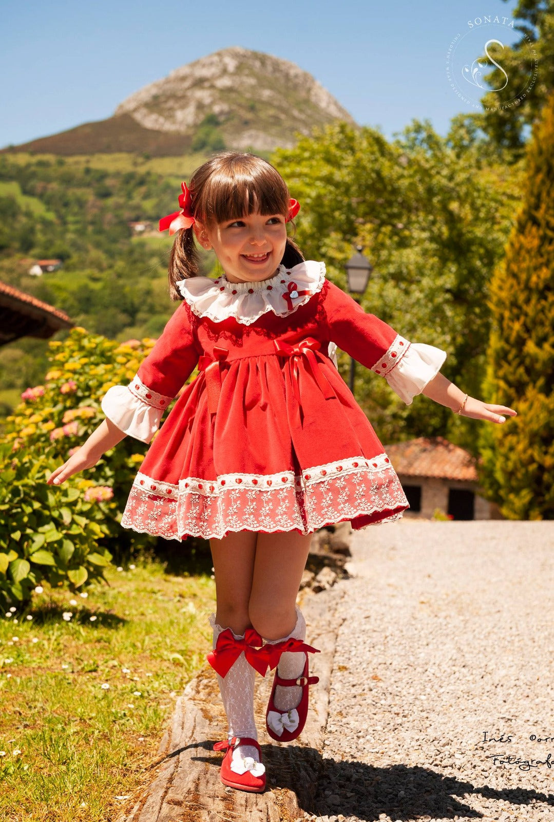 Sonata Red Velvet Dress AW (Made to order)