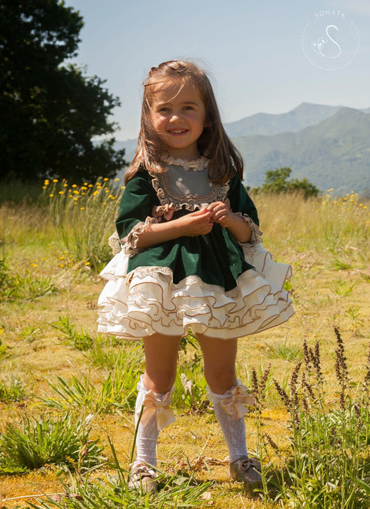 Sonata Emerald Velvet Dress AW (Made to order)