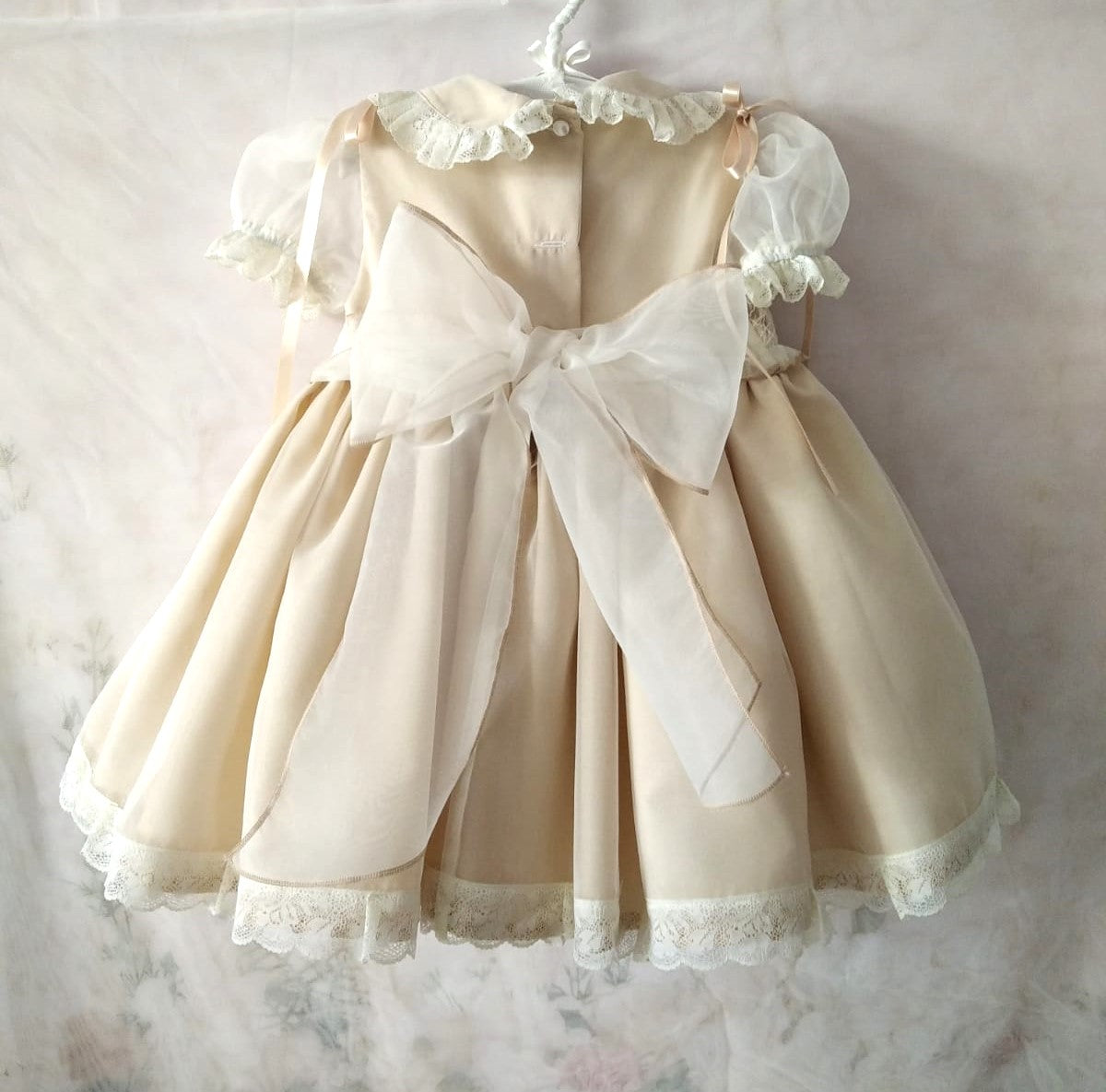 Sonata Hand Smocked Tan Dress - (Made to order)