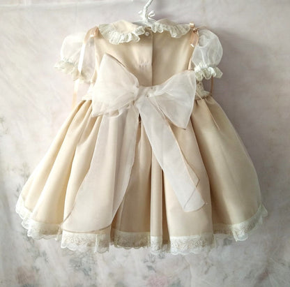 Sonata Hand Smocked Tan Dress - (Made to order)