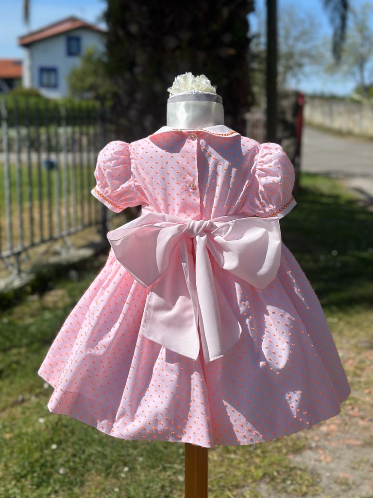 Sonata Plumetti Coral & Pink Smocked Dress (Made to order)