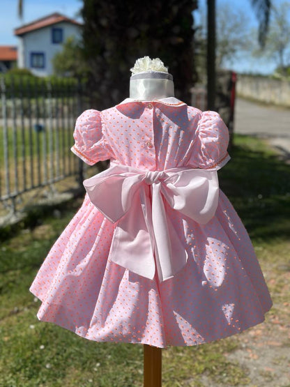 Sonata Plumetti Coral & Pink Smocked Dress (Made to order)