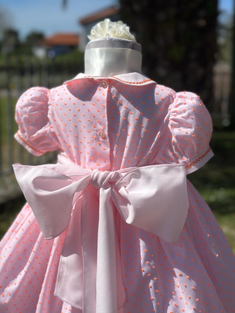 Sonata Plumetti Coral & Pink Smocked Dress (Made to order)